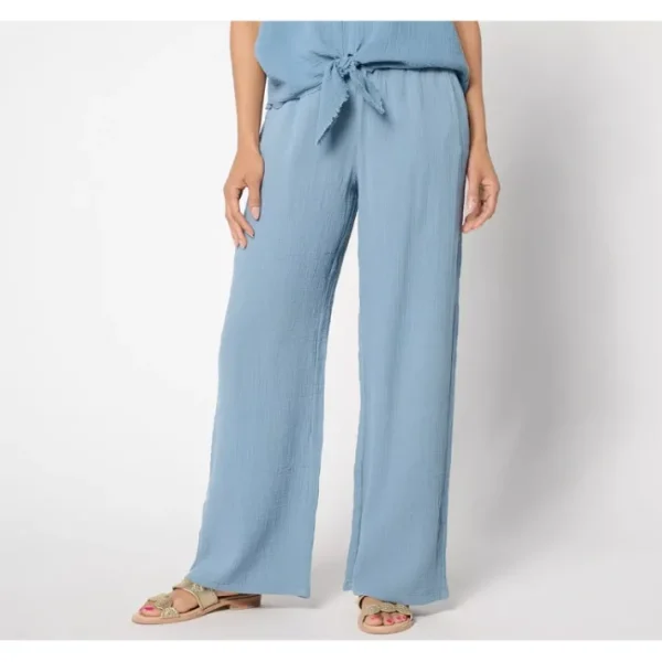 Shop All<Belle by Kim Gravel Regular Cotton Gauze Pants - a world of fashionable women's clothing, including a wide selection of dresses and trendy accessories.
