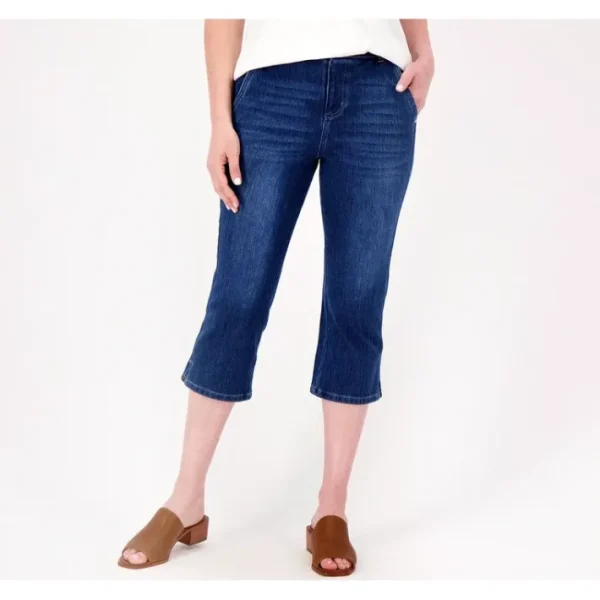 Shop All<Belle by Kim Gravel Regular Flexibelle Straight Leg Capri Jeans - a world of fashionable women's clothing, including a wide selection of dresses and trendy accessories.