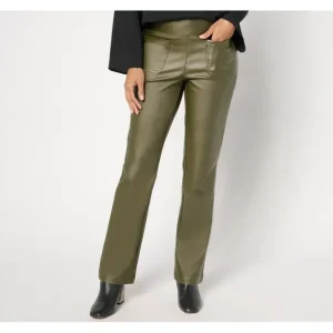 Belle by Kim Gravel Regular Rebelleious Coated Twill Baby Boot Pant - a world of fashionable women's clothing, including a wide selection of dresses and trendy accessories.> Coats