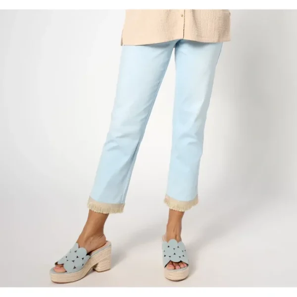 Shop All<Belle By_Kim Gravel Regular TripleLuxe Tiki Island Fringe Trim_Crop Pant - a world of fashionable women's clothing, including a wide selection of dresses and trendy accessories.