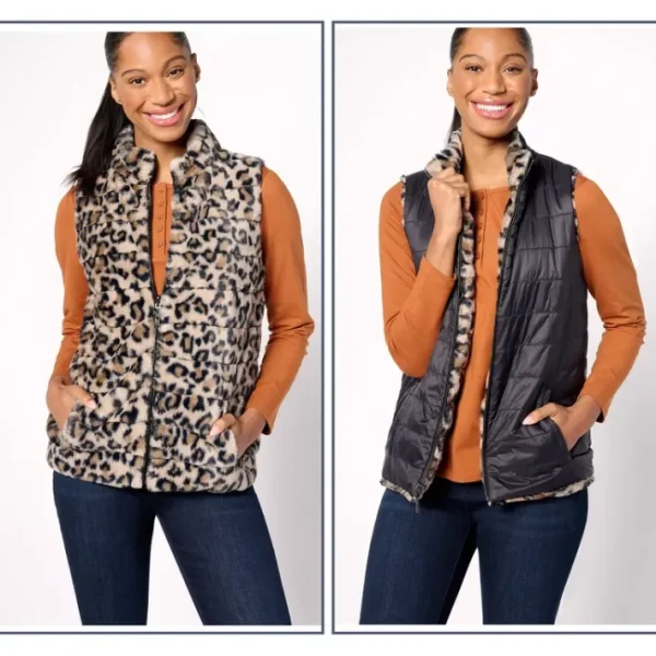 Shop All<Belle by Kim Gravel Reversibelle Faux Fur Zip Vest - a world of fashionable women's clothing, including a wide selection of dresses and trendy accessories.