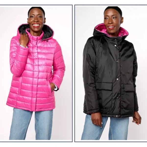 Shop All<Belle by Kim Gravel Reversibelle Quilted Jacket - a world of fashionable women's clothing, including a wide selection of dresses and trendy accessories.