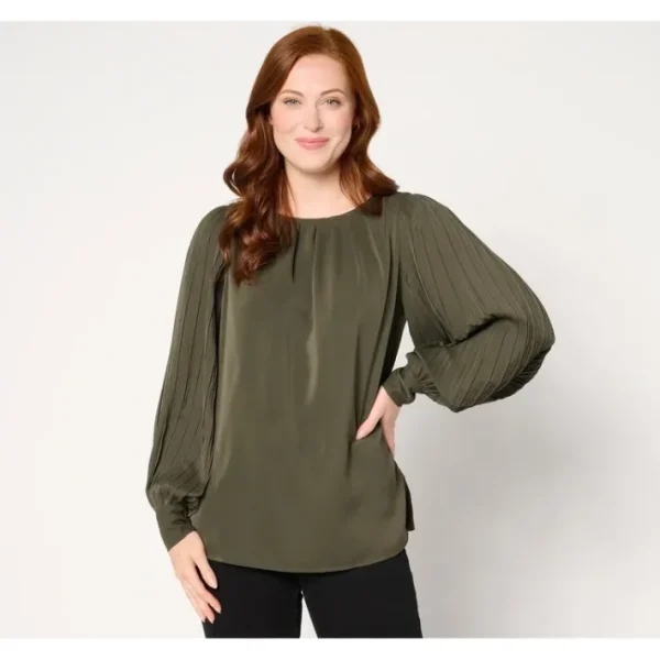 Shop All<Belle by Kim Gravel Romantica Accordian Sleeve Blouse - a world of fashionable women's clothing, including a wide selection of dresses and trendy accessories.
