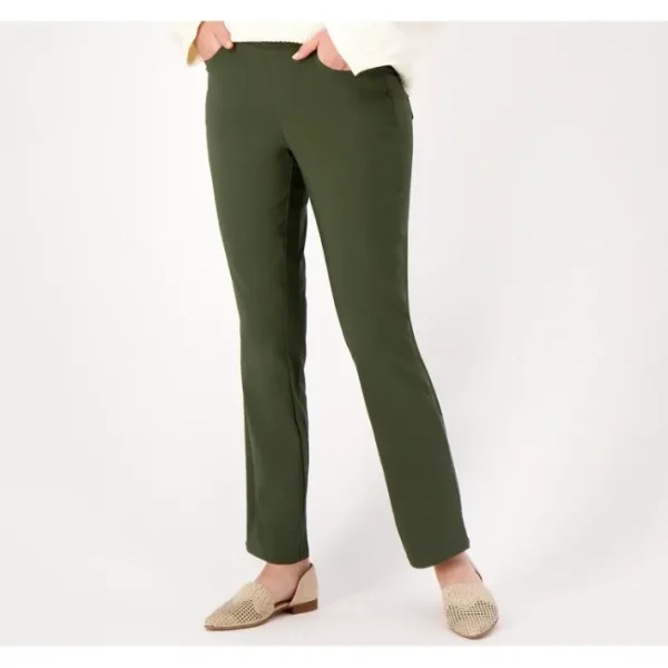 Shop All<Belle by Kim Gravel Sateen Twill Slim Straight Leg Pants - a world of fashionable women's clothing, including a wide selection of dresses and trendy accessories.