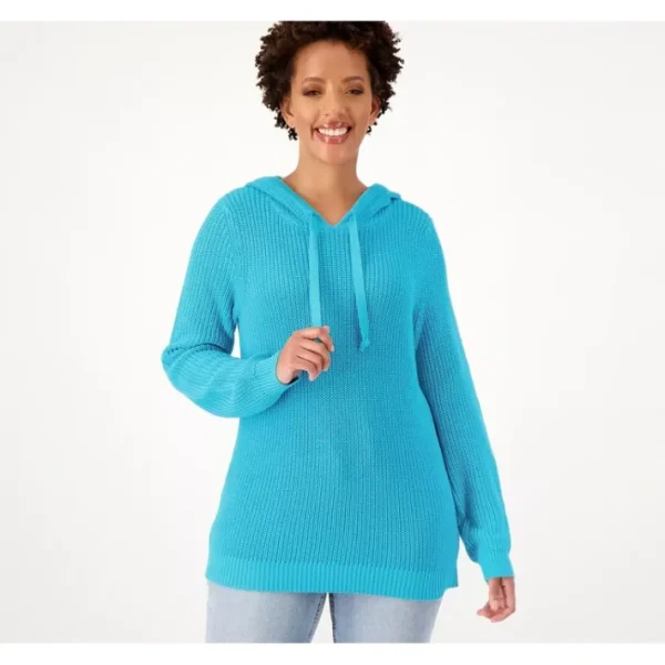 Shop All<Belle by Kim Gravel Shaker Knit Hoodie - a world of fashionable women's clothing, including a wide selection of dresses and trendy accessories.
