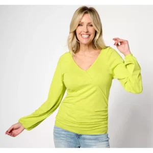 Belle by Kim Gravel Slub Jersey Faux-Wrap Top - a world of fashionable women's clothing, including a wide selection of dresses and trendy accessories.> Hat