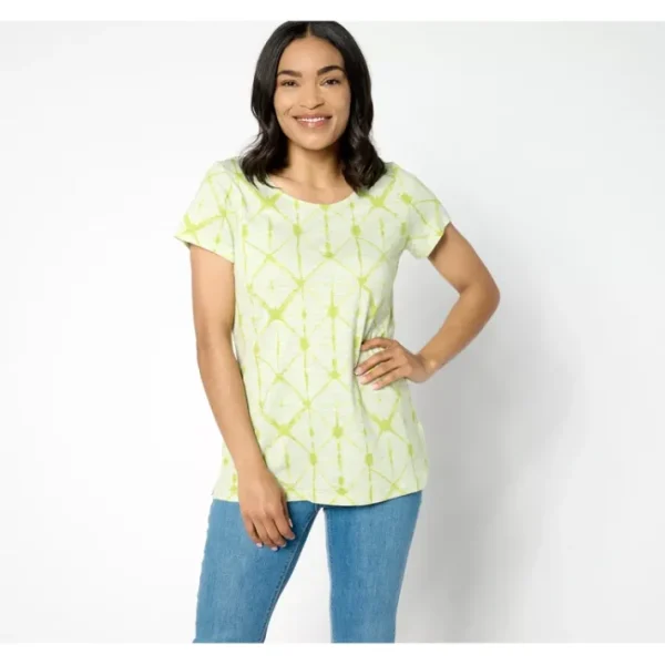 Shop All<Belle by Kim Gravel Slub Knit Diamond Tie Dye Top - a world of fashionable women's clothing, including a wide selection of dresses and trendy accessories.