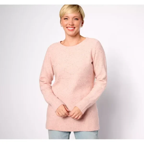 Shop All<Belle by Kim Gravel Sparkling Sequin Stardust Tunic Sweater - a world of fashionable women's clothing, including a wide selection of dresses and trendy accessories.