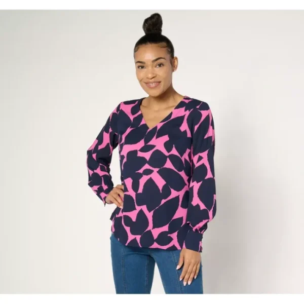 Shop All<Belle by Kim Gravel Spot On Modern Chic Blouse - a world of fashionable women's clothing, including a wide selection of dresses and trendy accessories.