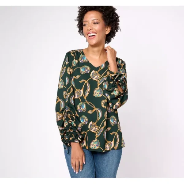 Shop All<Belle by Kim Gravel Stained Glass Fall Floral Blouse - a world of fashionable women's clothing, including a wide selection of dresses and trendy accessories.