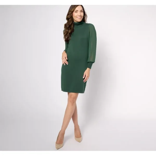 Dresses<Belle by Kim Gravel Sweater Dress with Chiffon Sleeves - a world of fashionable women's clothing, including a wide selection of dresses and trendy accessories.