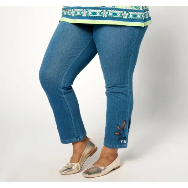 Shop All<Belle by Kim Gravel Tall Flexibelle Paisley Eyelet Jean - a world of fashionable women's clothing, including a wide selection of dresses and trendy accessories.