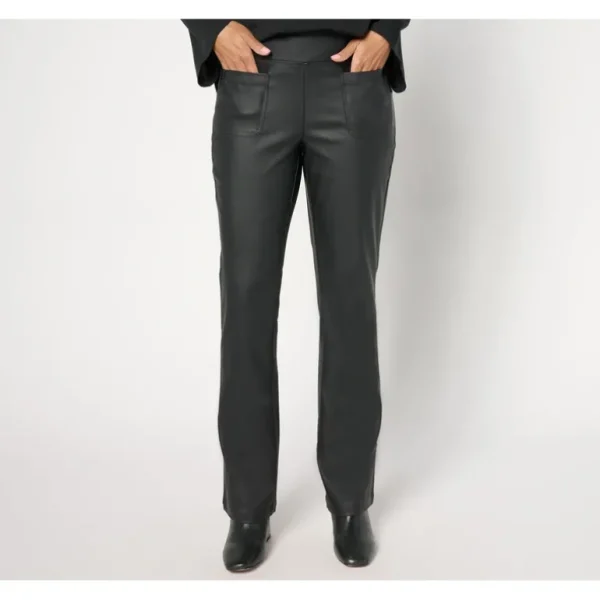 Belle by Kim Gravel Tall Rebelleious Coated Twill Baby Boot Pant - a world of fashionable women's clothing, including a wide selection of dresses and trendy accessories.> Coats