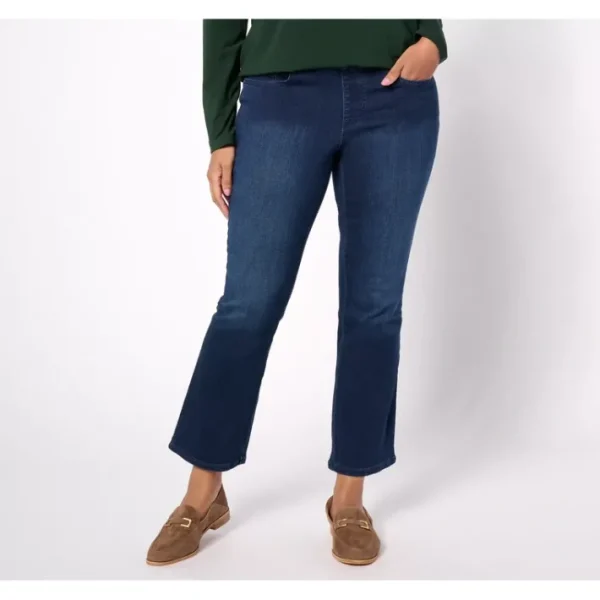 Shop All<Belle by Kim Gravel Tall TripleLuxe Denim Kick Flare Jean - a world of fashionable women's clothing, including a wide selection of dresses and trendy accessories.