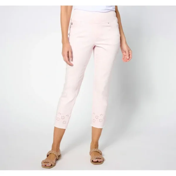 Shop All<Belle by Kim Gravel Tall Tripleluxe Eyelet Frayed Cropped Jean - a world of fashionable women's clothing, including a wide selection of dresses and trendy accessories.