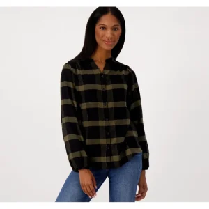Belle by Kim Gravel Time To Shine Plaid Button Front Top - a world of fashionable women's clothing, including a wide selection of dresses and trendy accessories.> Hat