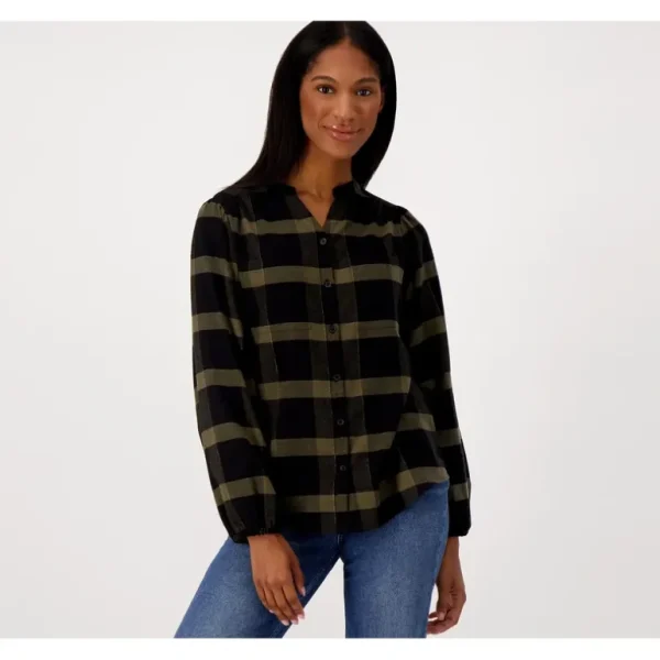 Belle by Kim Gravel Time To Shine Plaid Button Front Top - a world of fashionable women's clothing, including a wide selection of dresses and trendy accessories.> Hat
