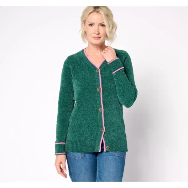 Shop All<Belle by Kim Gravel Tippity Topsy Chenille Cardigan Top - a world of fashionable women's clothing, including a wide selection of dresses and trendy accessories.