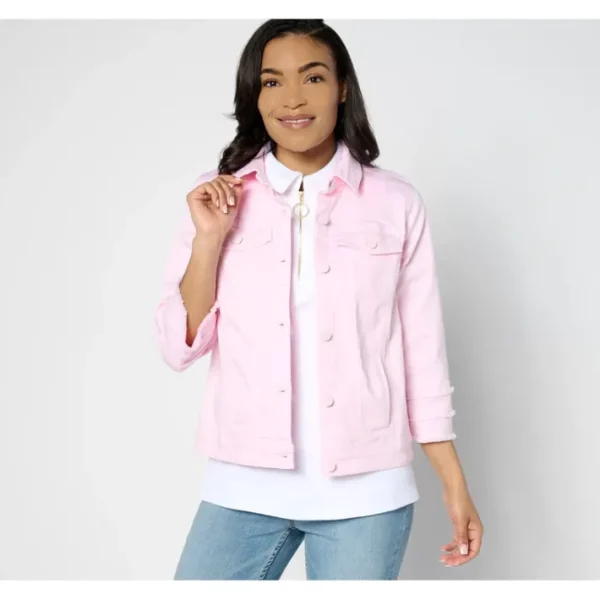 Shop All<Belle by Kim Gravel TripleLuxe 3/4 Sleeve Denim Jacket - a world of fashionable women's clothing, including a wide selection of dresses and trendy accessories.