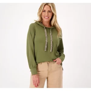 Belle by Kim Gravel TripleLuxe Hooded Top w/ Leopard Trim - a world of fashionable women's clothing, including a wide selection of dresses and trendy accessories.> Hat