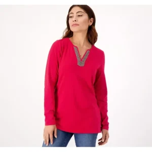 Dresses<Belle by Kim Gravel TripleLuxe Knit Beaded V-Neck Tunic - a world of fashionable women's clothing, including a wide selection of dresses and trendy accessories.