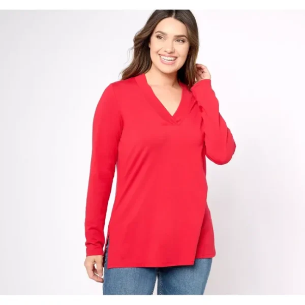 Shop All<Belle by Kim Gravel TripleLuxe Knit Crossover V-Neck Tunic - a world of fashionable women's clothing, including a wide selection of dresses and trendy accessories.