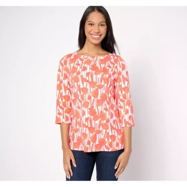 Shop All<Belle by Kim Gravel TripleLuxe Knit Graphic Garden Boatneck Top - a world of fashionable women's clothing, including a wide selection of dresses and trendy accessories.