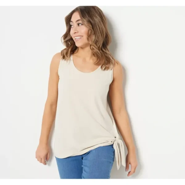 Shop All<Belle by Kim Gravel TripleLuxe Knit Grommet Tank Top - a world of fashionable women's clothing, including a wide selection of dresses and trendy accessories.