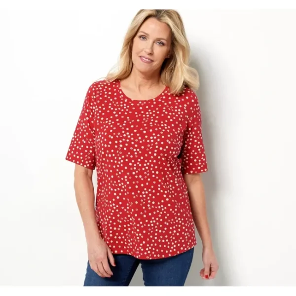 Shop All<Belle by Kim Gravel TripleLuxe Knit Modern Dot Top - a world of fashionable women's clothing, including a wide selection of dresses and trendy accessories.