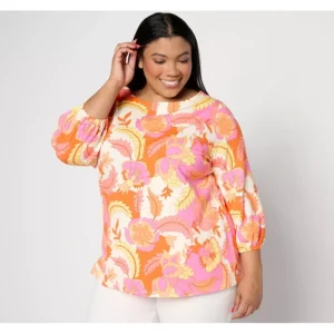 Belle by Kim Gravel Tripleluxe Knit Petal Party 3/4 Sleeve Top - a world of fashionable women's clothing, including a wide selection of dresses and trendy accessories.> Hat