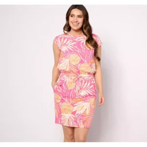 Dresses<Belle by Kim Gravel TripleLuxe Knit Polynesian Palm Day Dress - a world of fashionable women's clothing, including a wide selection of dresses and trendy accessories.