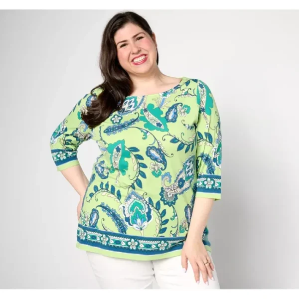 Shop All<Belle by Kim Gravel TripleLuxe Knit Pretty in Paisley Top - a world of fashionable women's clothing, including a wide selection of dresses and trendy accessories.