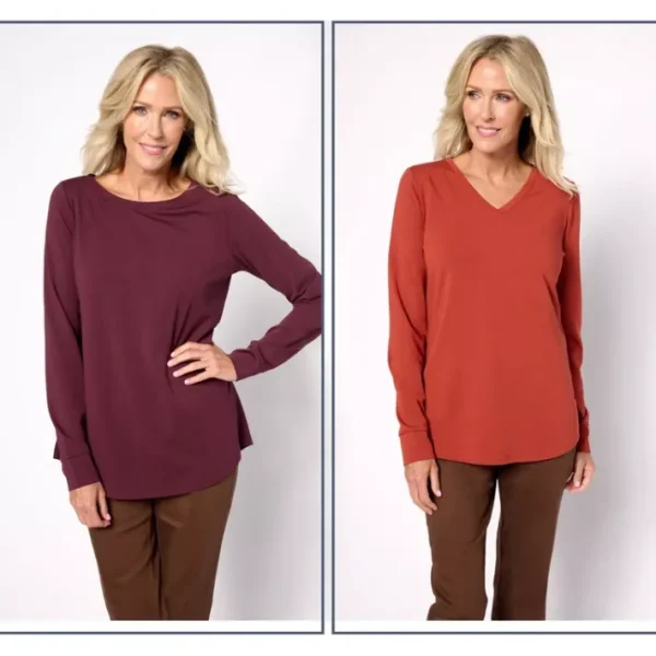 Shop All<Belle by Kim Gravel TripleLuxe Knit Set of 2 Tops - a world of fashionable women's clothing, including a wide selection of dresses and trendy accessories.