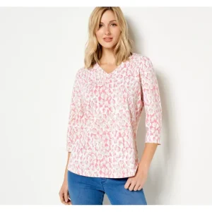Belle by Kim Gravel TripleLuxe Knit 3/4-Sleeve Printed Top - a world of fashionable women's clothing, including a wide selection of dresses and trendy accessories.> Hat