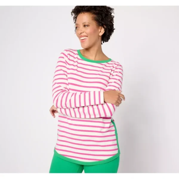 Shop All<Belle by Kim Gravel TripleLuxe Knit Yachty Top with Pop Color Trim - a world of fashionable women's clothing, including a wide selection of dresses and trendy accessories.