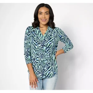 Belle by Kim Gravel TripleLuxe_Slub Tonal Tiger Crossover Top - a world of fashionable women's clothing, including a wide selection of dresses and trendy accessories.> Hat