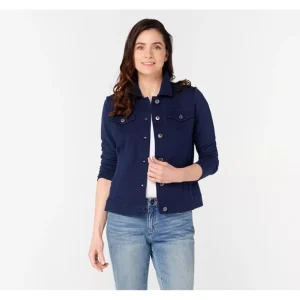 Belle by Kim Gravel Twill Jacket with Knit Back and Sleeves - a world of fashionable women's clothing, including a wide selection of dresses and trendy accessories.> Hat