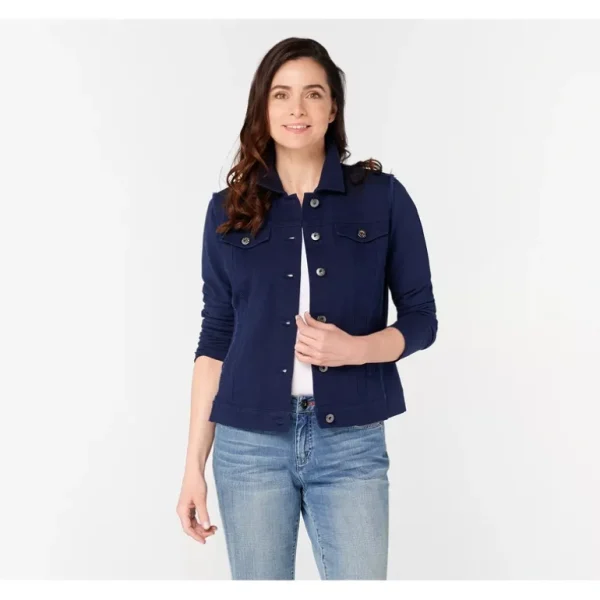 Belle by Kim Gravel Twill Jacket with Knit Back and Sleeves - a world of fashionable women's clothing, including a wide selection of dresses and trendy accessories.> Hat