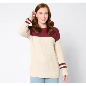 Belle by Kim Gravel Varsity Colorblock Knit Sweater - a world of fashionable women's clothing, including a wide selection of dresses and trendy accessories.> Hat