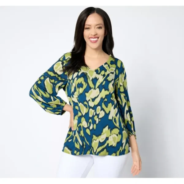 Shop All<Belle by Kim Gravel Wild Side Drama Sleeve Blouse - a world of fashionable women's clothing, including a wide selection of dresses and trendy accessories.