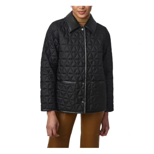 Shop All<Bernardo Quilted Barn Jacket with Faux LeatherTrim - a world of fashionable women's clothing, including a wide selection of dresses and trendy accessories.