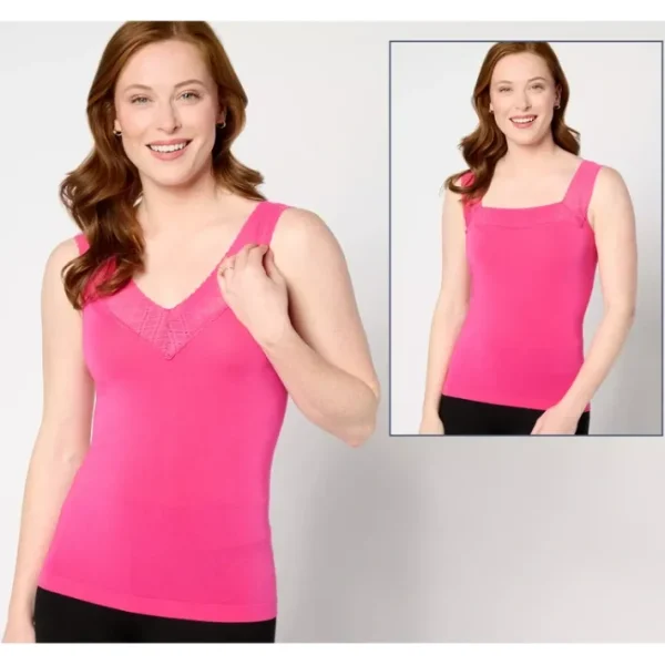 Shop All<Breezies Comfort Breeze Reversible Seamless Tank w/Lace Neckline - a world of fashionable women's clothing, including a wide selection of dresses and trendy accessories.