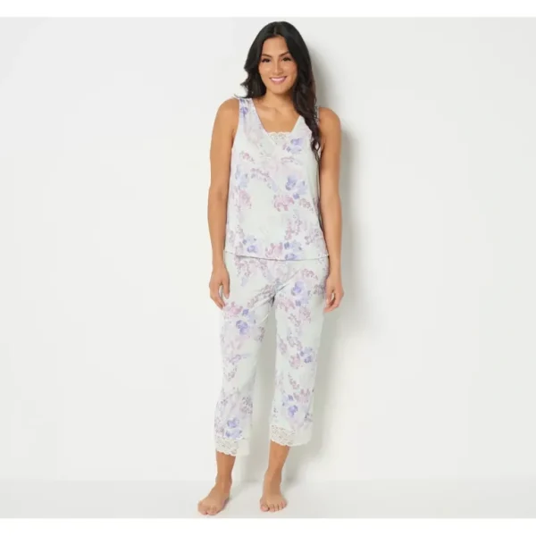 Breezies Knit Tank and Crop Pant Sleep Set w/ Lace Detail - a world of fashionable women's clothing, including a wide selection of dresses and trendy accessories.> Hat