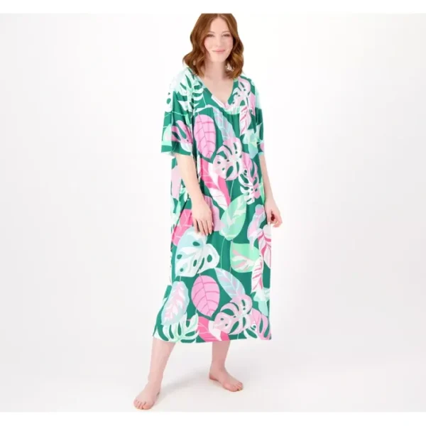 Shop All<Breezies Lounge Blissful Breeze Short Sleeve Caftan - a world of fashionable women's clothing, including a wide selection of dresses and trendy accessories.
