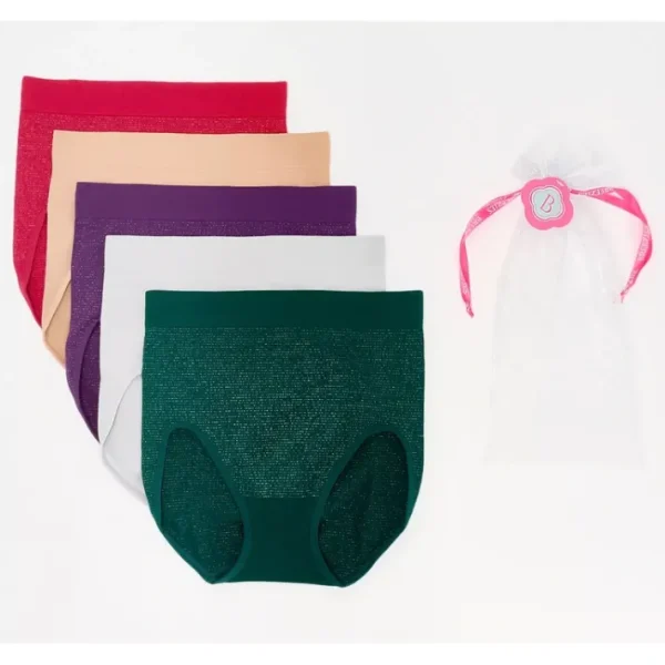 Shop All<Breezies Sparkle Stripe Seamless Brief 5 Pack in Gift Bag - a world of fashionable women's clothing, including a wide selection of dresses and trendy accessories.