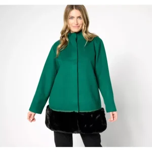 by Stacy London Coat with Removeable Faux Fur Hem - a world of fashionable women's clothing, including a wide selection of dresses and trendy accessories.> Coats