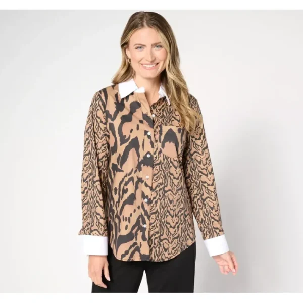 Shop All<by Stacy London Core Poplin Button Front Top - a world of fashionable women's clothing, including a wide selection of dresses and trendy accessories.
