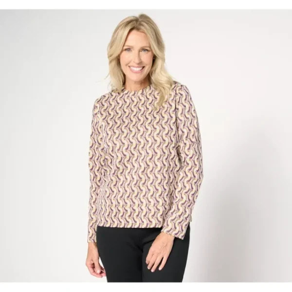 Shop All<by Stacy London Core Printed Jacquard Top - a world of fashionable women's clothing, including a wide selection of dresses and trendy accessories.