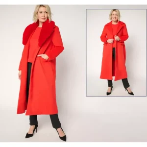 by Stacy London Faux Wool Coat with Addable Faux Fur Collar - a world of fashionable women's clothing, including a wide selection of dresses and trendy accessories.> Coats