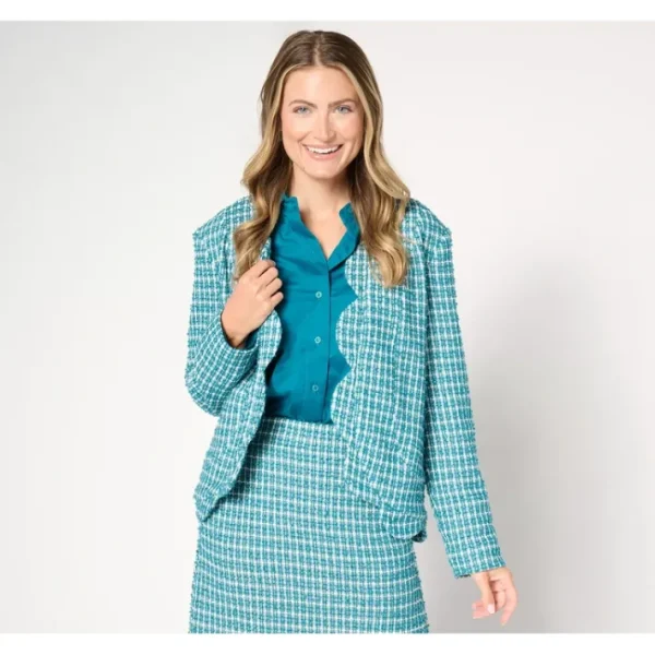 Shop All<by Stacy London Knit Boucle Scallop Edge Jacket - a world of fashionable women's clothing, including a wide selection of dresses and trendy accessories.